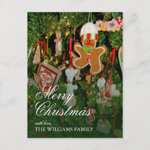 Christmas tree decor - Ornaments, gingerbread man Holiday Postcard