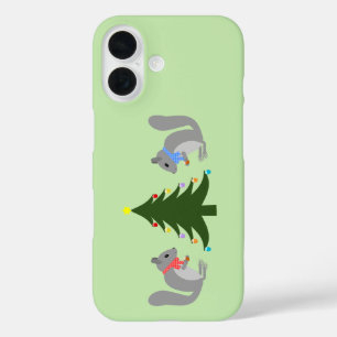 Christmas Tree Decorating Squirrels iPhone 16 Case