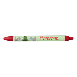 Christmas Tree Decorating Squirrels Custom Blue Ink Pen