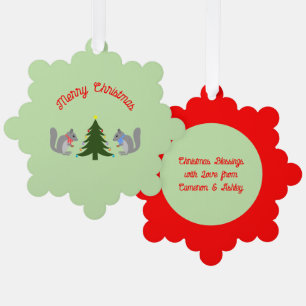 Christmas Tree Decorating Squirrels Custom Decoration Card