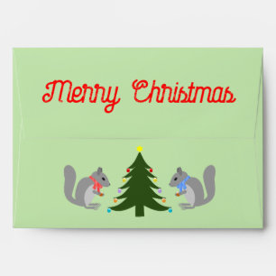 Christmas Tree Decorating Squirrels Custom Envelope
