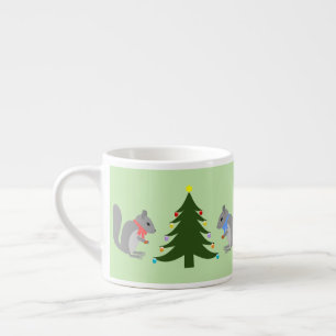 Christmas Tree Decorating Squirrels Espresso Cup