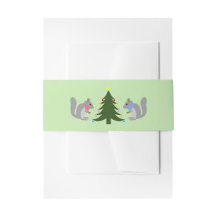 Christmas Tree Decorating Squirrels Invitation Belly Band
