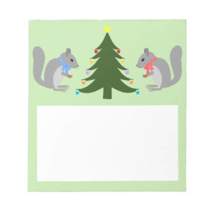 Christmas Tree Decorating Squirrels Notepad