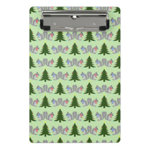 Christmas Tree Decorating Squirrels Patterned Mini Clipboard