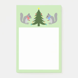 Christmas Tree Decorating Squirrels Post-it Notes
