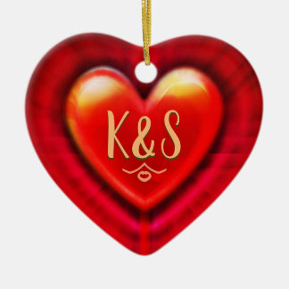 Christmas tree decoration deep red heart.
