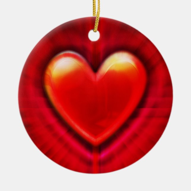 Christmas tree decoration deep red heart. (Front)