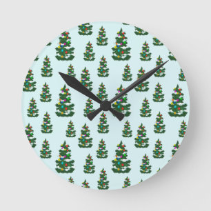 Christmas Tree Decoration Winter Snow Xmas Holiday Round Clock