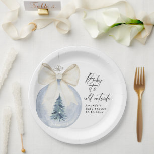 Christmas tree decoration with bow Baby shower Paper Plate