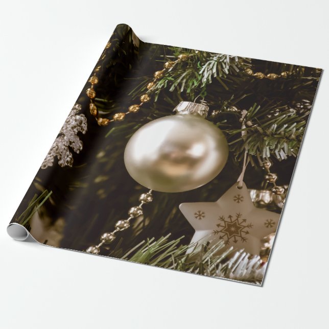 Christmas tree decoration wrapping paper (Unrolled)