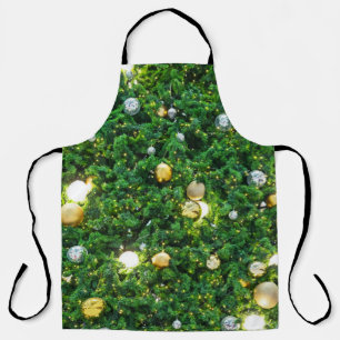 Christmas tree decorations background. vintage Gol Apron