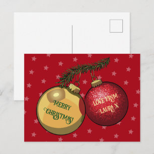Christmas Tree Decorations Custom Text Artwork Postcard