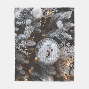 Christmas tree decorations, festive light backgrou fleece blanket