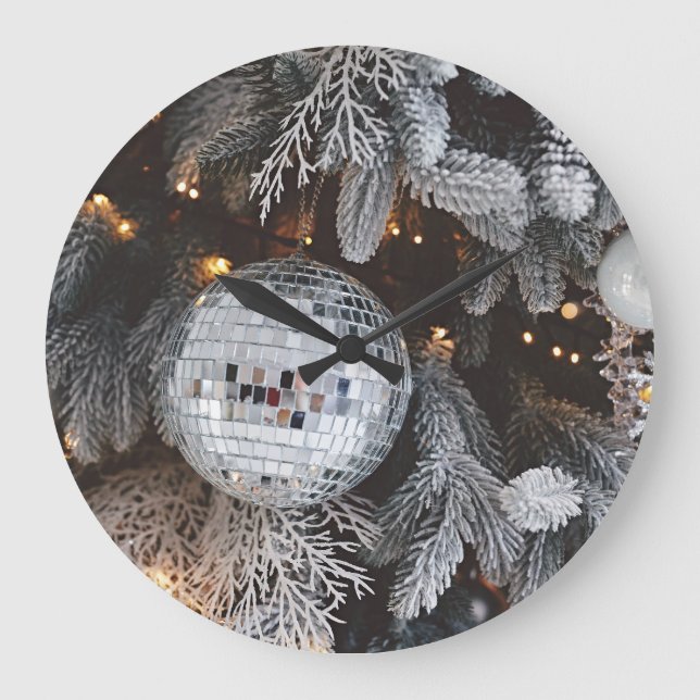 Christmas tree decorations, festive light backgrou large clock (Front)