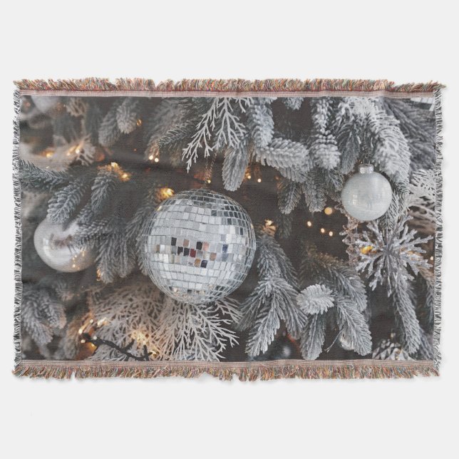 Christmas tree decorations, festive light backgrou throw blanket (Front)