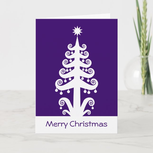 Christmas Tree - Deep Purple Holiday Card (Front)