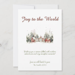 Christmas Tree Deer Decor Town Village Holiday   Card