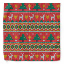 Christmas Tree Deer Dog Knitted Bandanna  