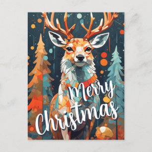 Christmas Tree Deer Greeting Postcard