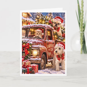 Christmas Tree Delivery Funny Dog & Cat Holiday Ca Card