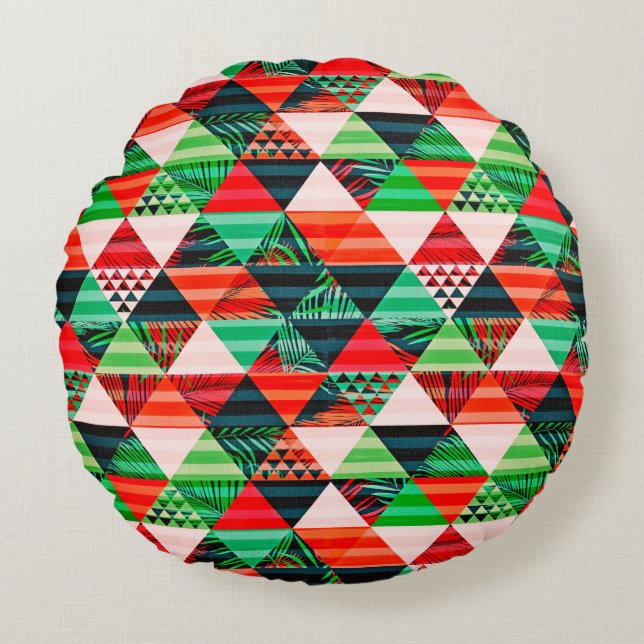 Christmas tree design full of colours  throw pillo round cushion (Front)