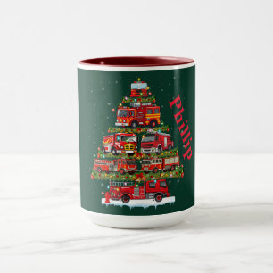 Christmas Tree Design Made of Fire Trucks  Mug