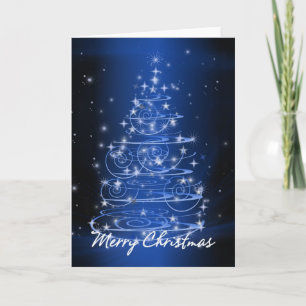 Christmas tree design stars and swirls holiday card