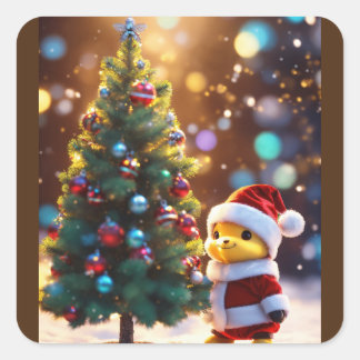 "Christmas Tree Design Sticker" Square Sticker