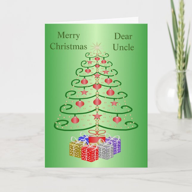 Christmas Tree Design Uncle Christmas Holiday Card (Front)