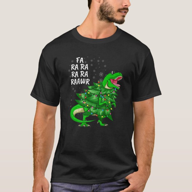 Christmas Tree Dinosaur T Rex Tyrannosaurus Rex Co T-Shirt (Front)