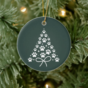 Christmas Tree Dog Lover Owner Gift Holiday Ceramic Ornament