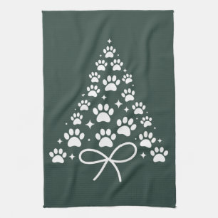 Christmas Tree Dog Lover Owner Gift Holiday Tea Towel