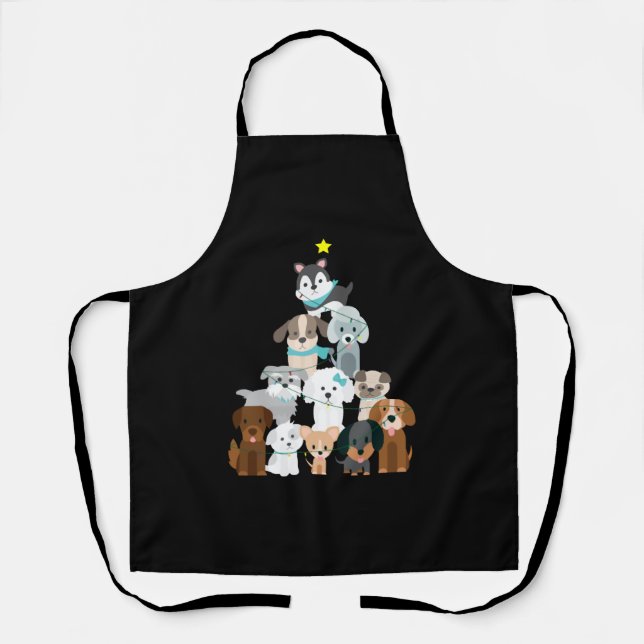 Christmas Tree Dogs Apron (Front)