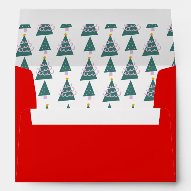 Christmas Tree Doodle Theme Holiday Red Envelope (Back (Bottom))
