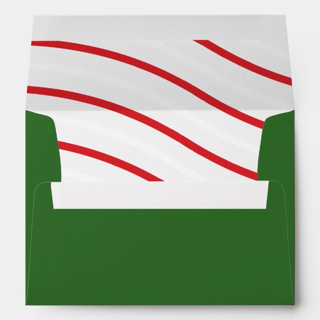 Christmas Tree Doodle Theme Holiday Red Green Envelope (Back (Bottom))