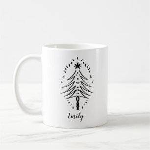 Christmas Tree Doodles Whimsical Ink Art Two-Tone  Coffee Mug