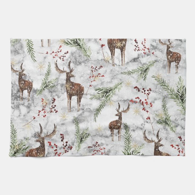 Christmas Tree Dot Art Tea Towel (Horizontal)