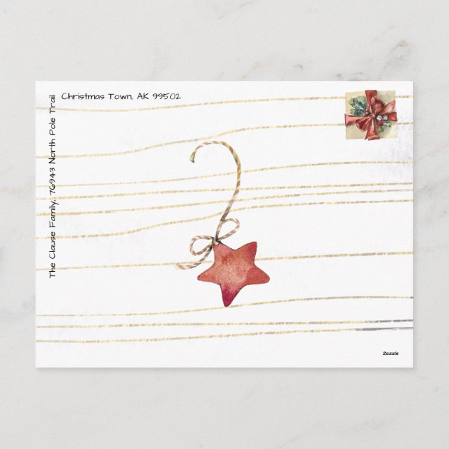 Christmas Tree Dried Fruits, Nuts, Gold Purple  Holiday Postcard (Back)