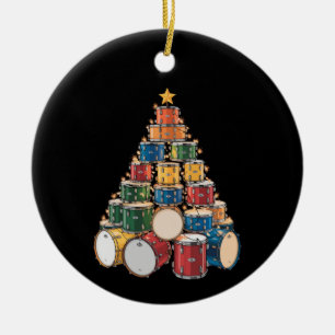 Christmas Tree Drummer Music Holiday Drum Band Ceramic Ornament