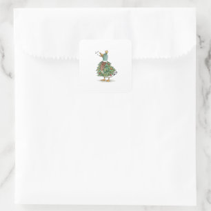 Christmas Tree Duck Singing for Funny Holiday Love Square Sticker