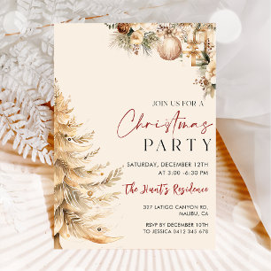 Christmas Tree Elegant  Gold Christmas Party Invitation