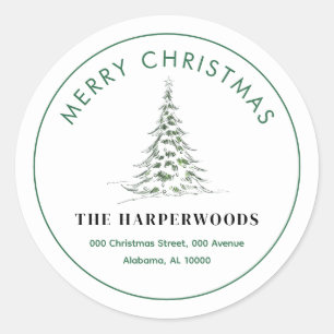Christmas Tree   Elegant Modern Christmas Family Classic Round Sticker
