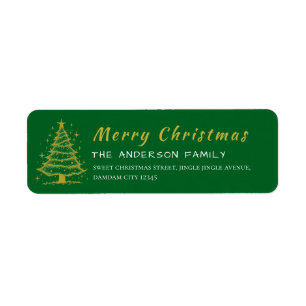 Christmas Tree Elegant Simple Return Address Label