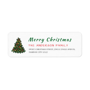 Christmas Tree Elegant Simple Return Address Label
