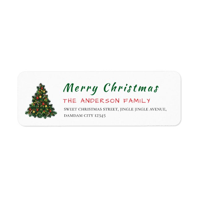 Christmas Tree Elegant Simple Return Address Label (Front)