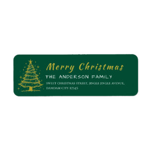 Christmas Tree Elegant Simple Return Address Label