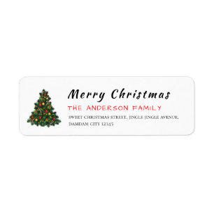 Christmas Tree Elegant Simple Return Address Label