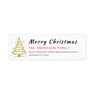 Christmas Tree Elegant Simple Return Address Return Address Label