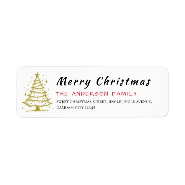 Christmas Tree Elegant Simple Return Address Return Address Label (Front)